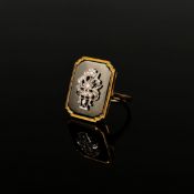 Ausgefallener Ring mit Blumenbouquet, 585/14K Weiß- und Gelbgold (punziert), 7,3g, schauseitig mit