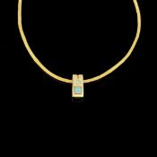 Moderner Blautopas Anhänger an Schlangenkette, 585/14K Gelbgold (punziert/getestet), Gesamtgewicht