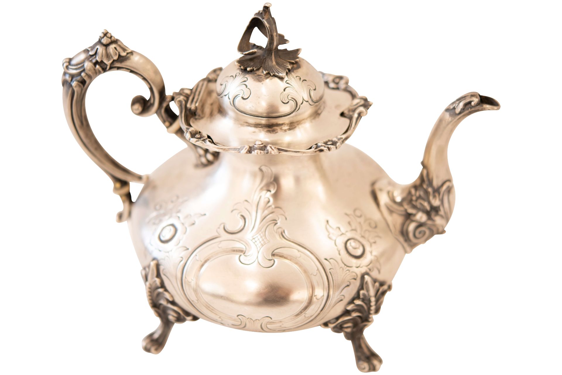 Silberteekanne mit vier Füßen |Silver Teapot with Four Feet - Image 4 of 7