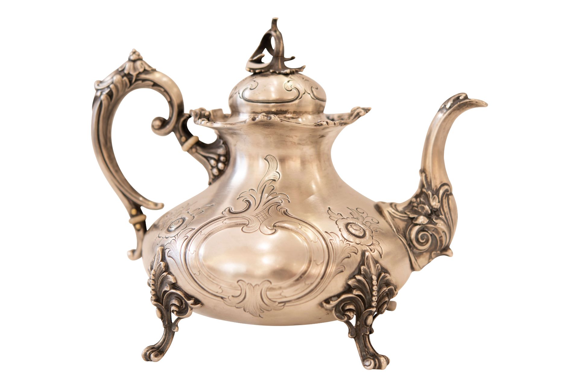 Silberteekanne mit vier Füßen |Silver Teapot with Four Feet - Image 2 of 7