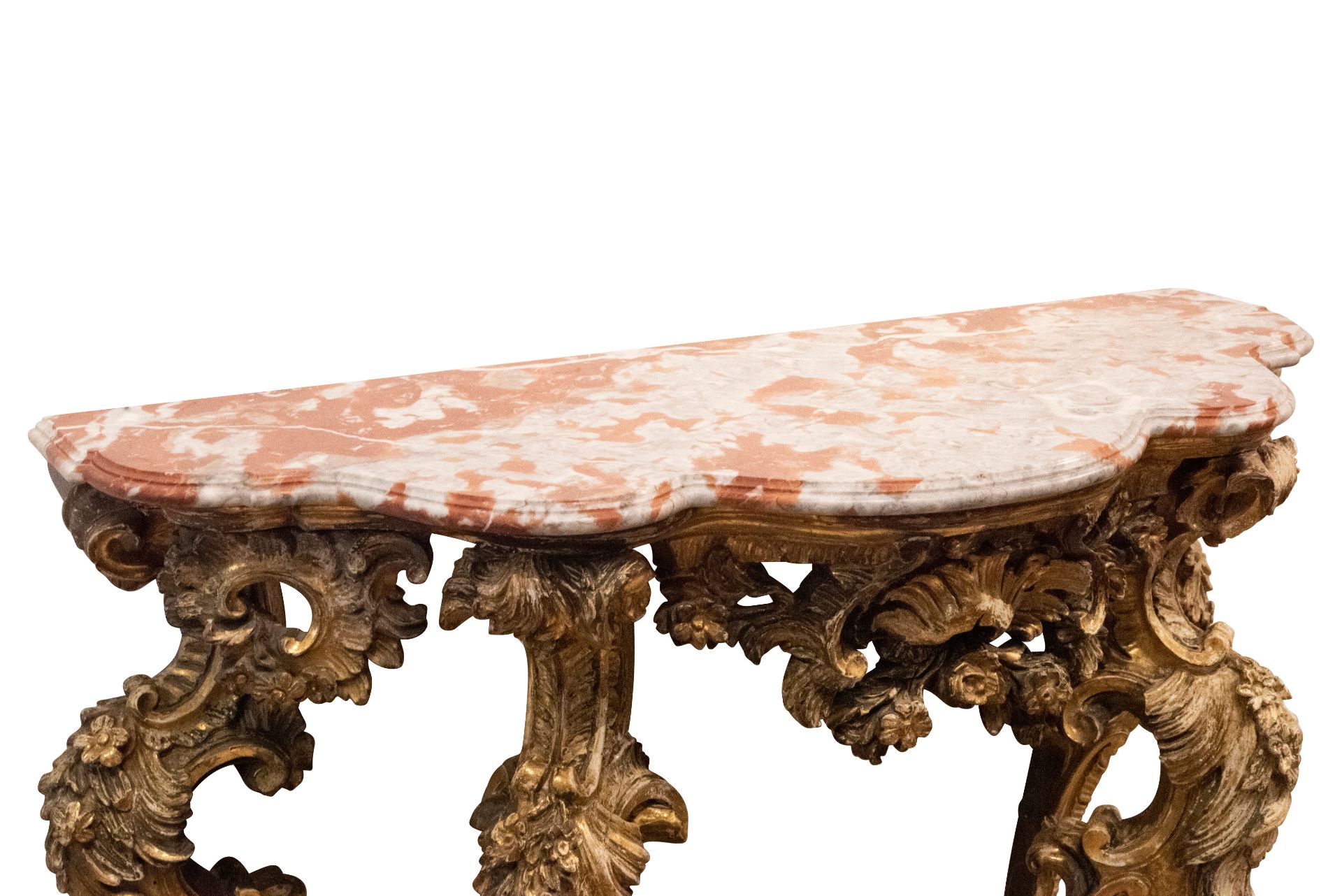 Barock Wandkonsole mit Marmorplatte 18. Jhdt. |Baroque wall console with marble top - Image 2 of 5