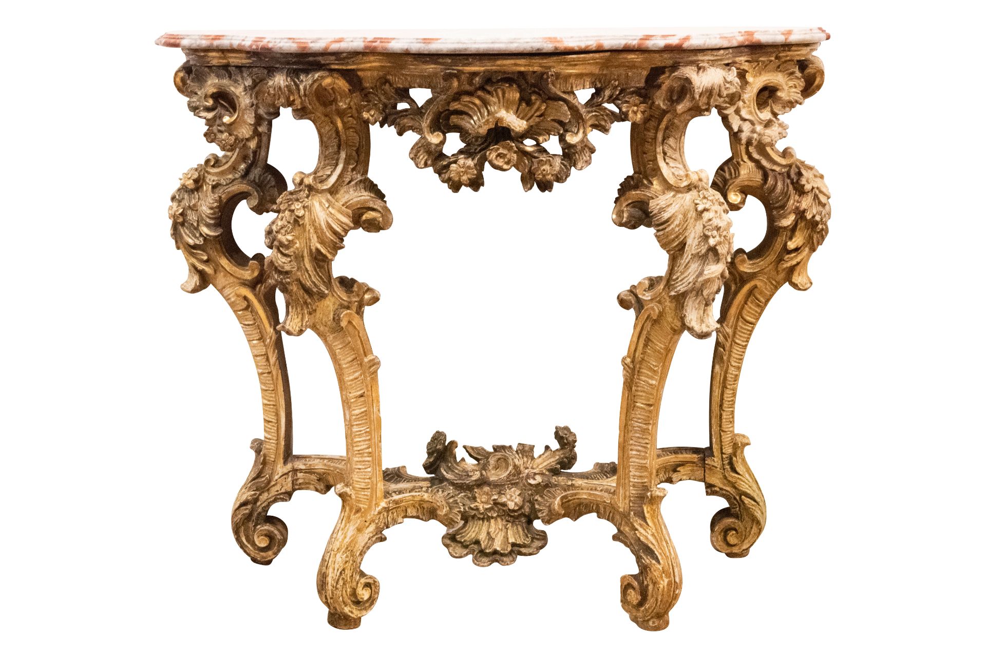 Barock Wandkonsole mit Marmorplatte 18. Jhdt. |Baroque wall console with marble top