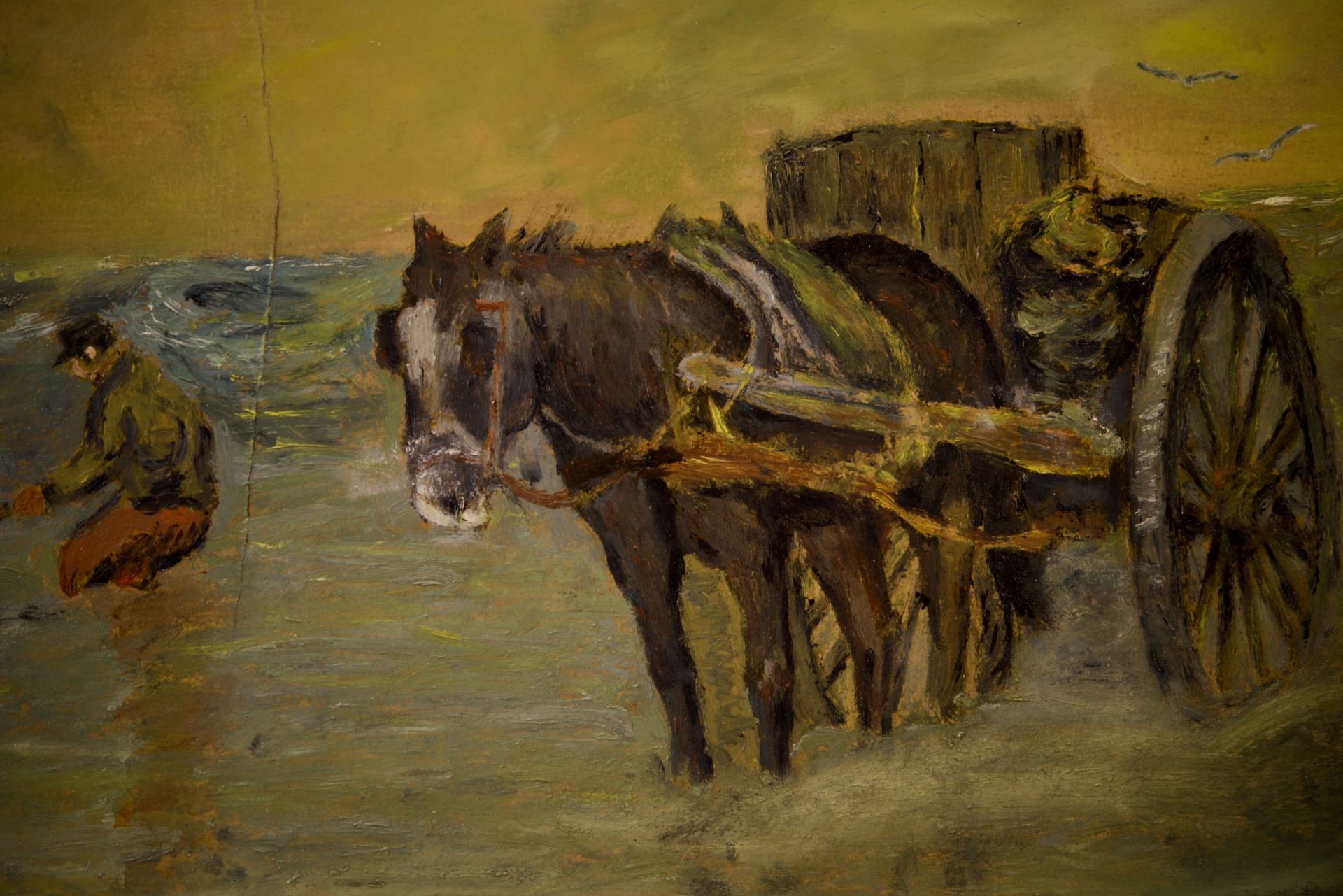 Muschelstecher mit Pferdefuhrwerken im Wasser an der Küste |Horse-drawn Carts in the Water on the Co - Image 3 of 5