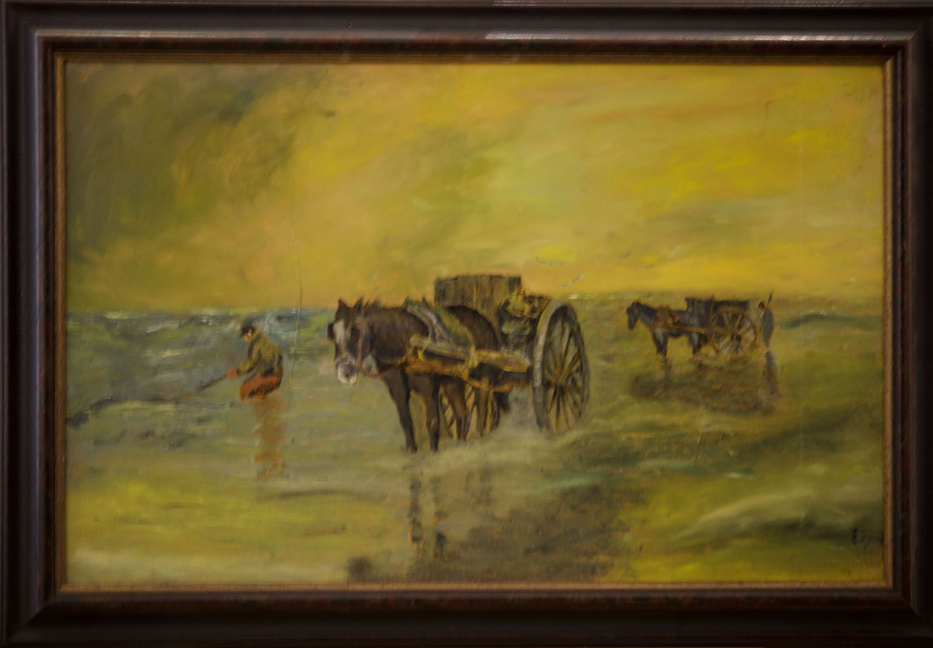 Muschelstecher mit Pferdefuhrwerken im Wasser an der Küste |Horse-drawn Carts in the Water on the Co