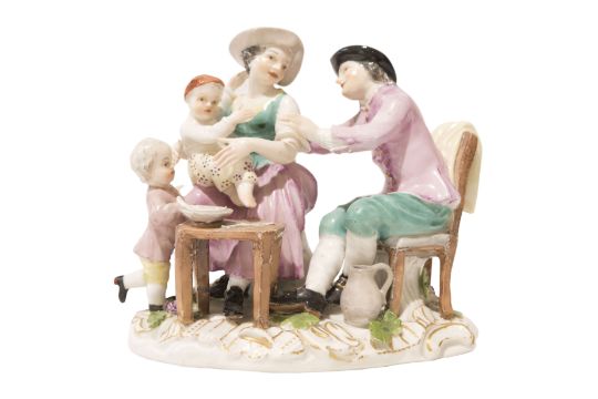 Kleine Gruppe Bauernfamilie, Meißen, um 1750 | Small Group Peasant Family, Meissen, Around 1750 - Image 1 of 5