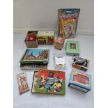 MIXED JAPANESE TOY LOT VINTAGE RETRO JIGSAW PUZZLE TIN WIND-UP ANIME FIGURE STATIONERY MANGA