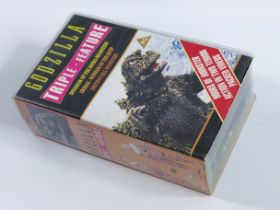 GODZILLA TRIPLE FEATURE VHS VIDEO CASSETTE KAIJU SCIENCE FICTION MONSTER CREATURE MOVIE JAPAN