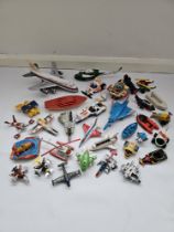 VINTAGE LOT DIE-CAST PLANES VEHICLES SPACE TOY JAPAN THUNDERBIRDS PLASTIC ROCKET BOAT JET AIRPLANE