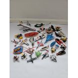 VINTAGE LOT DIE-CAST PLANES VEHICLES SPACE TOY JAPAN THUNDERBIRDS PLASTIC ROCKET BOAT JET AIRPLANE