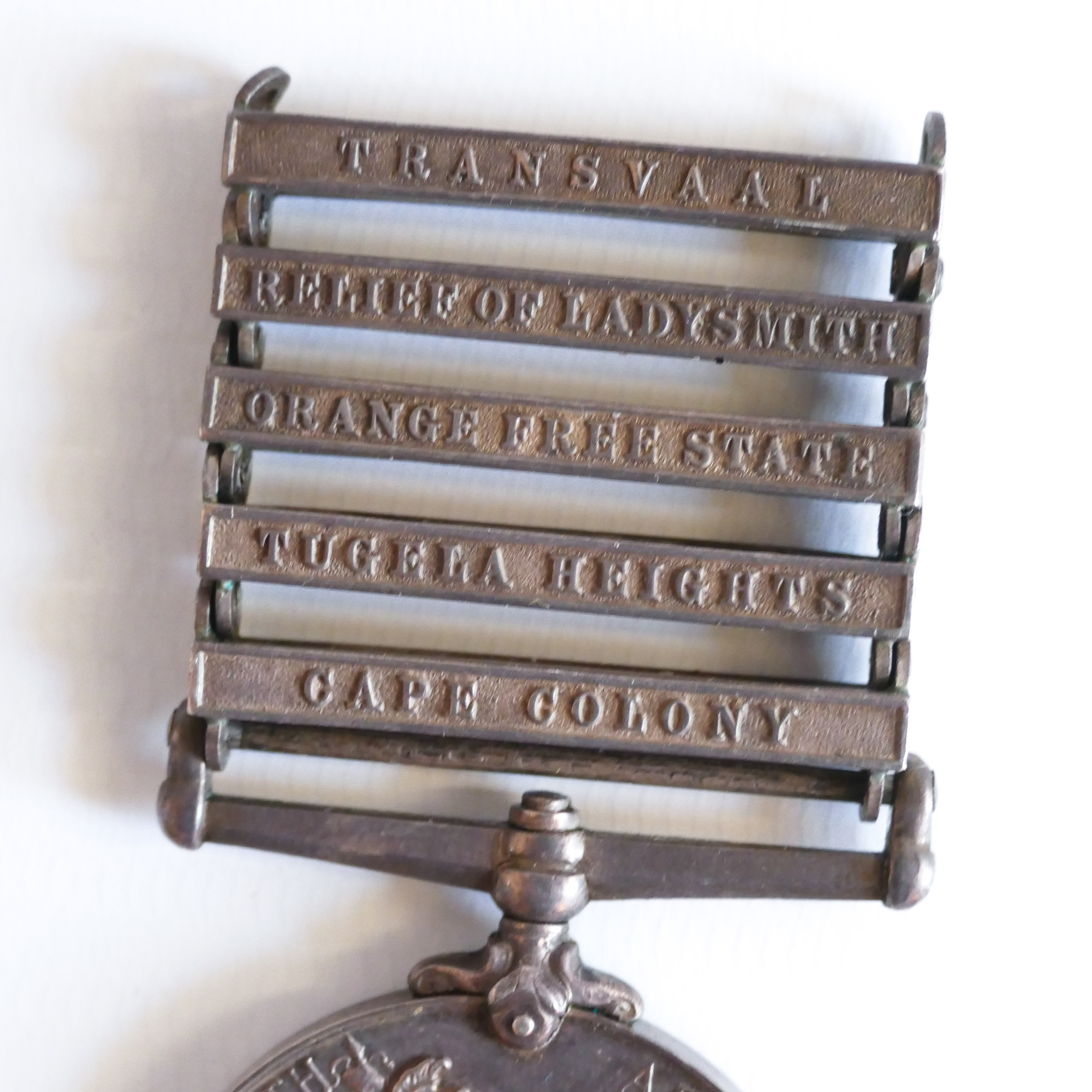 BRITISH EMPIRE BOER WAR MEDAL FIVE CLASPS SOUTH AFRICA QUEEN VICTORIA HISTORICAL MILITARY - Image 3 of 5