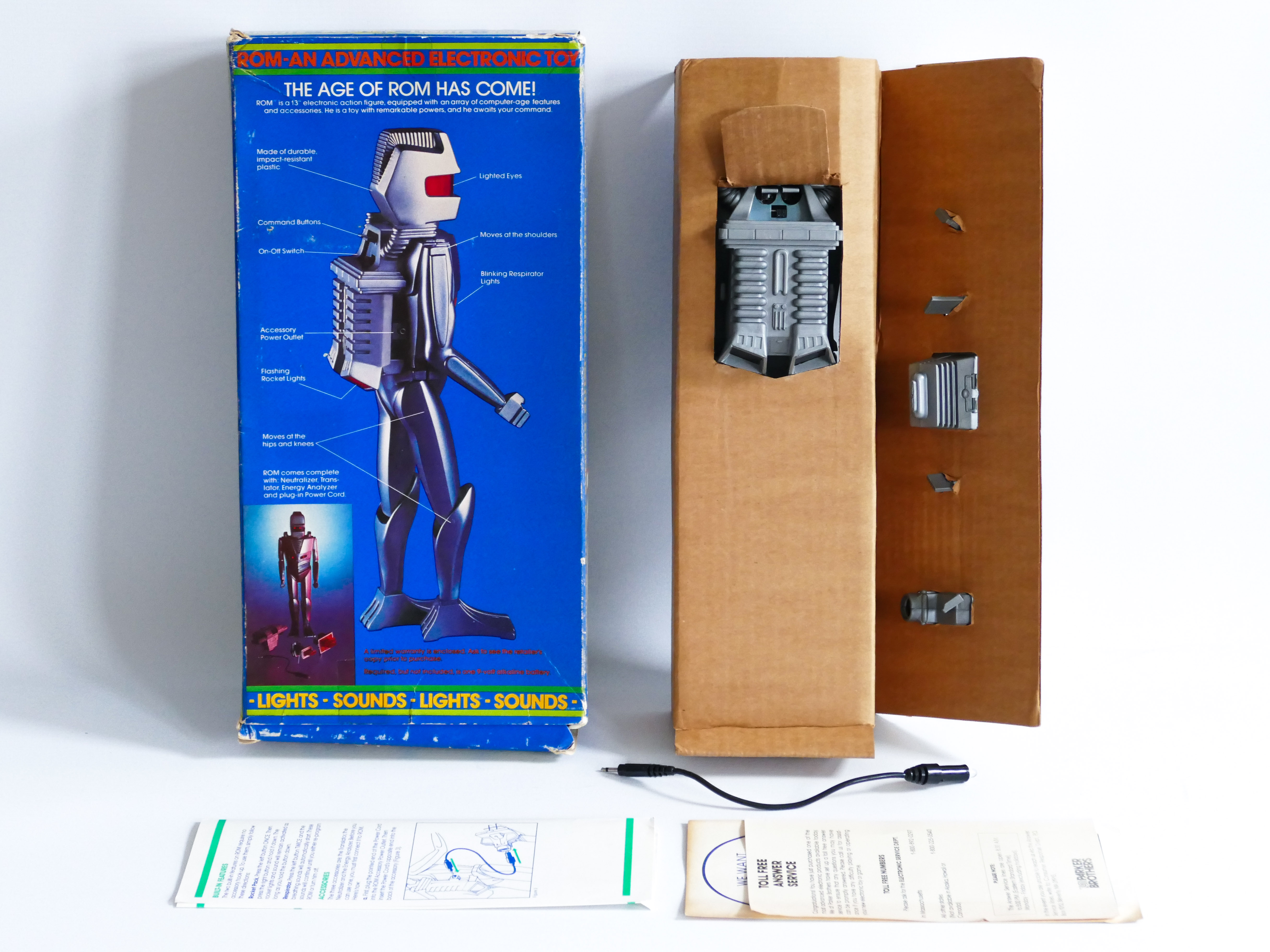 ROM THE SPACE KNIGHT ACTION MAN ELECTRONIC SPACE ROBOT TOY VINTAGE ACTION FIGURE PARKER BROTHERS - Image 3 of 3