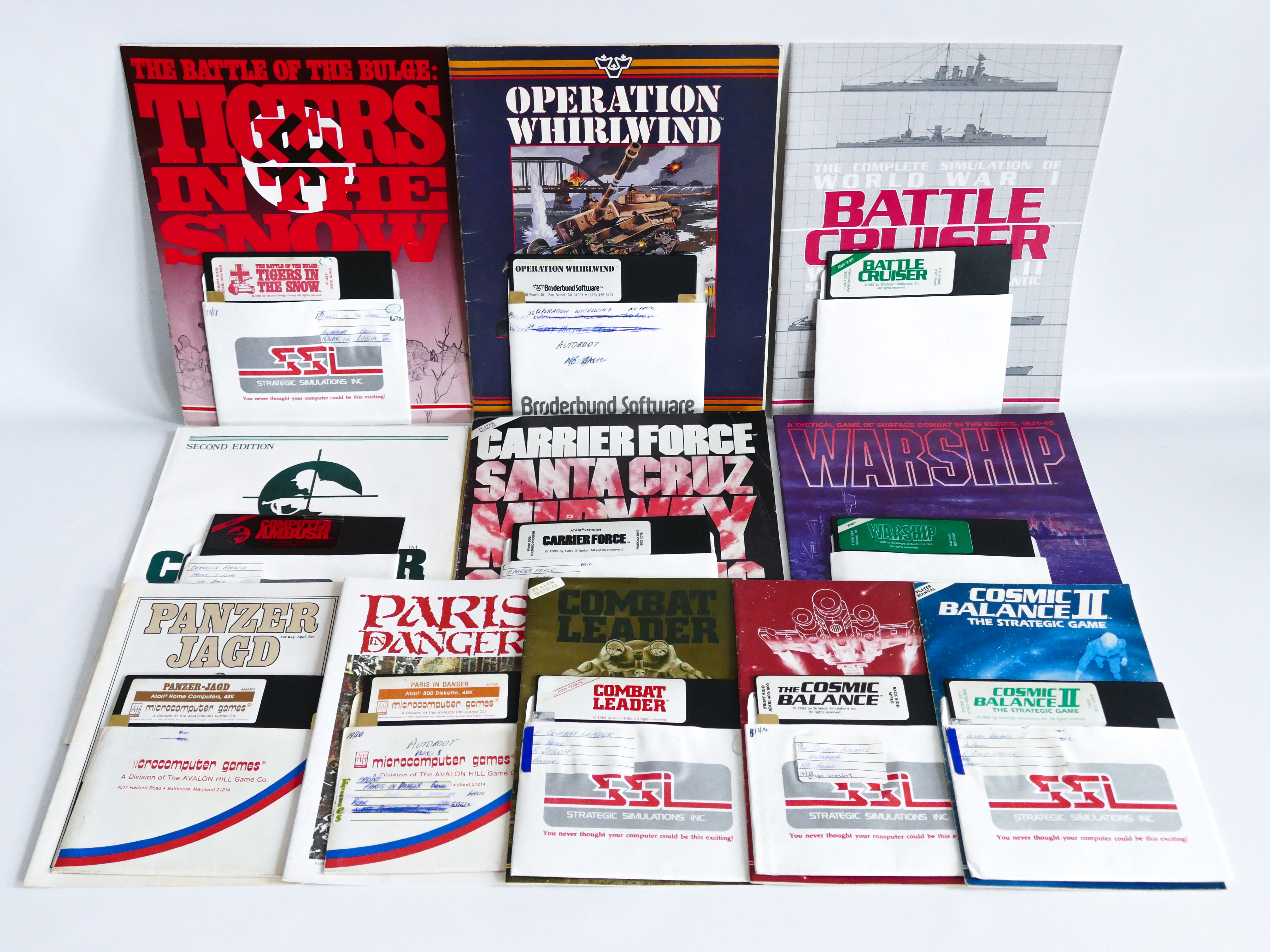 ATARI 400 800 8BIT PERSONAL COMPUTER VIDEO GAME LOT MILITARY WARGAME SSI AVALON HILL FLOPPY DISK