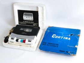 CORTINA FIVE TRANSISTOR TAPE RECORDER VINTAGE AUDIO EQUIPMENT ELECTRONICS CASSETTE PLAYER