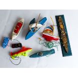 BOAT SUBMARINE YACHT VINTAGE TOY LOT HAROLD FLORY TIN MADE IN ENGLAND