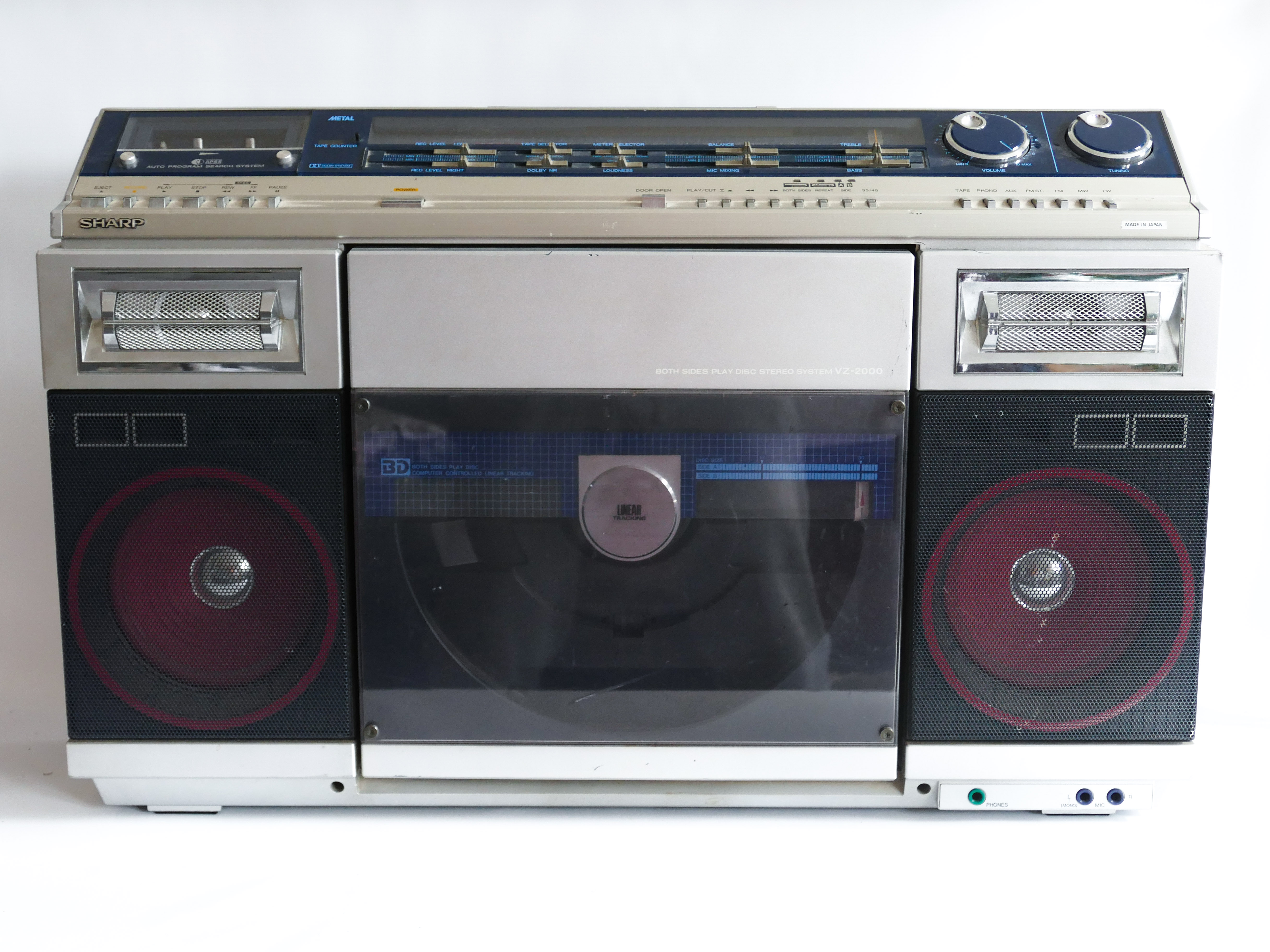 SHARP VZ 2000E STEREO CASSETTE LP RECORD PLAYER PORTABLE GHETTO BLASTER VINTAGE ELECTRONICS JAPAN