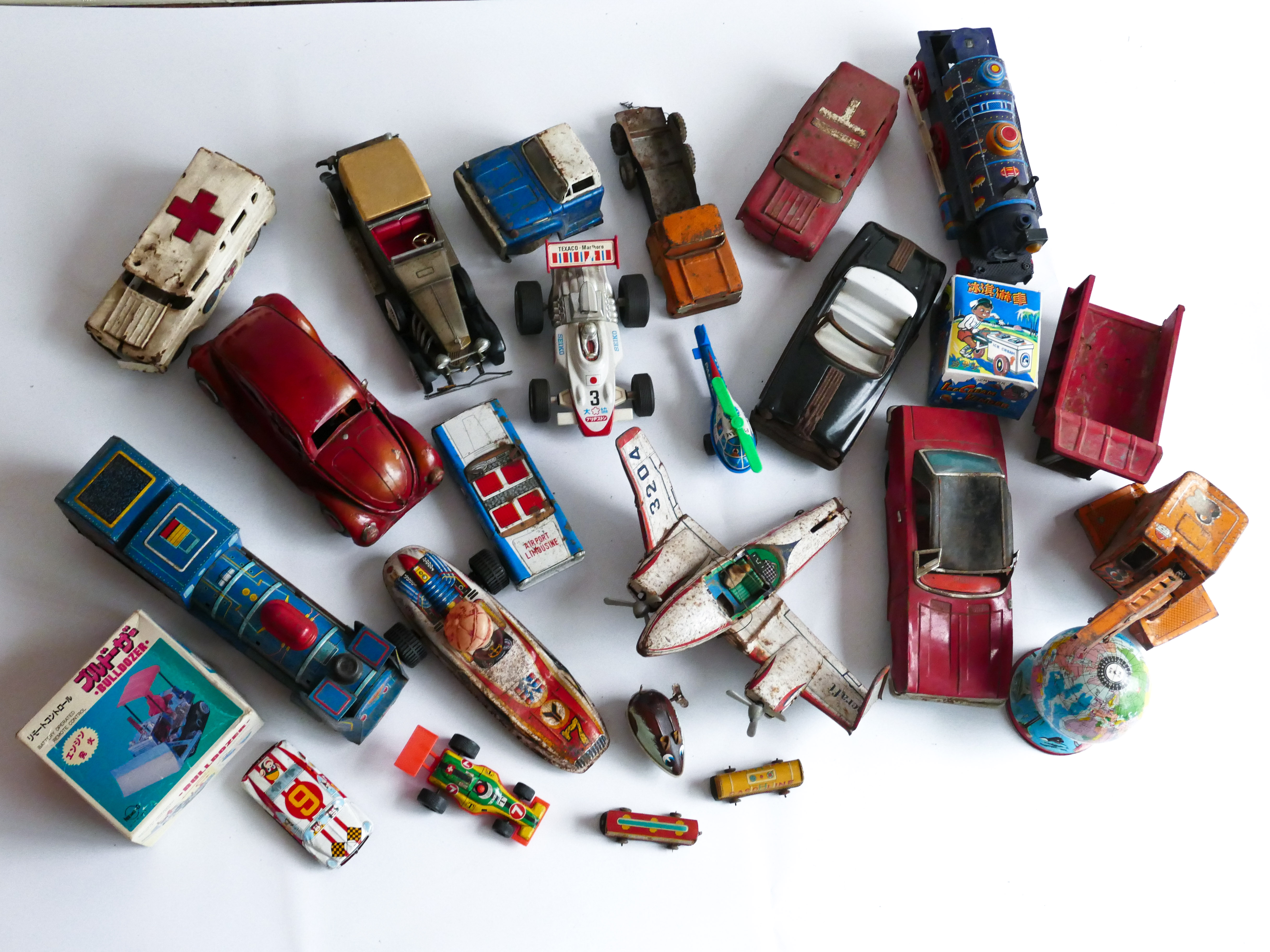 MASUDAYA NOMURA ICHIKO TIN VEHICLE LOT CAR TRAIN VINTAGE TOY JAPAN