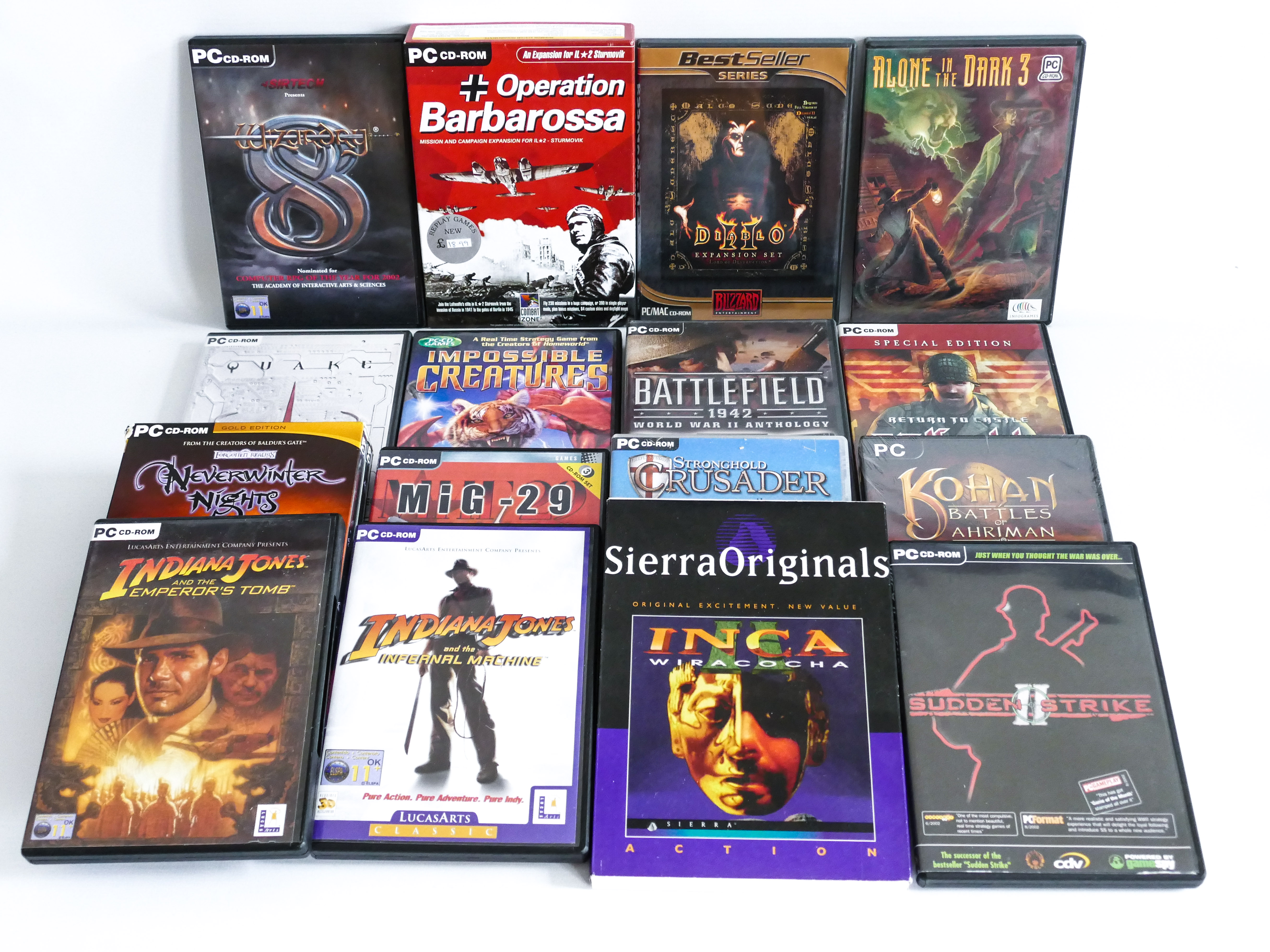 PC IBM COMPUTER VIDEO GAME LOT VINTAGE RETRO CDROM DVDROM SIERRA INDIANA JONES ADVENTURE RPG