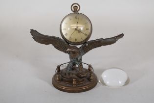 19th Century Mechanical Clock Eagle C1880 Windable Running Loose Glass Bulb Rear A Called