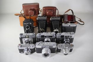 10 Various Vintage Cameras plus some folding cameras