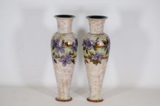 Pair Early 1900's Eliza Simmance Royal Doulton Baluster Vases Clematis Design 42cm
