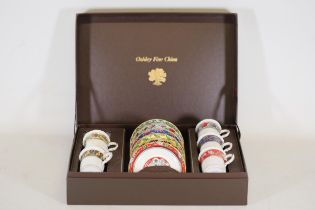 Oakley Fine China Harlequin Cased Set Cups Saucers Cup Missing Includes A Made High Quality