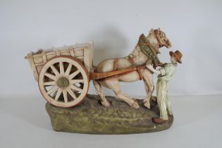 Art Nouveau Sculpture by Amphora Czechoslovakia Donkey Cart