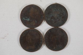 Four 1 Cent Coins Including 3 Queen Victoria Heads 1901 1875 A Collection Three Dated Hong