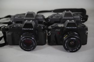 Four Pentax Slr Film Cameras P50 P30n and Two P30t's