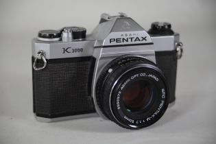 Pentax Asahi K1000 35mm Film Camera Shutter Gets Stuck Clear View Finder Lens