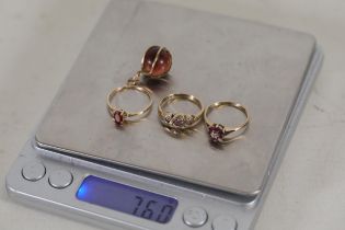 4 9ct Gold Items 3 Rings Total Weight 7 60 Grams Four Including Lovely Marked A