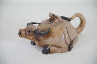 Chinese Soapstone Water Buffalo Teapot Length 16cm Height 7 5cm Width 8cm