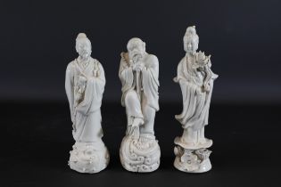 Blanc De Chine Daoist Immortal Figures Set 3 Height 15 5cm Width Three Beautiful Measuring