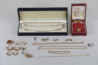 Collection Gold Jewelry mostly 9ct and a 18ct Ring Necklaces Bracelets rings