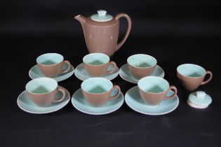 Poole Pottery Brown Coffee Set 15 Pieces 1 Cup Fault Condition Collection Includes A