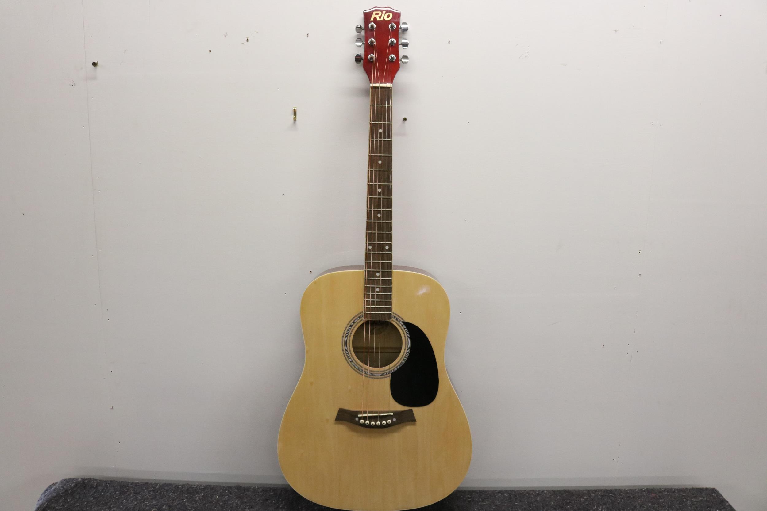 Rio Acoustic Guitar Natural Finish Ideal Beginners