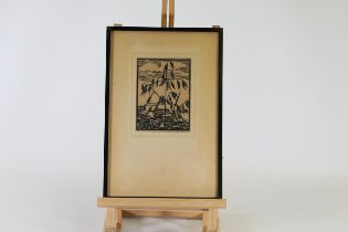 20th Century Woodblock Print entitled Mayone by Water