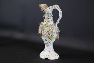 Late Victorian Flower Encrusted Jug Signs Early Restoration