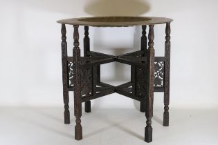Anglo Indian Brass Folding Table Intricate Carvings A First Quarter 20th Century Period