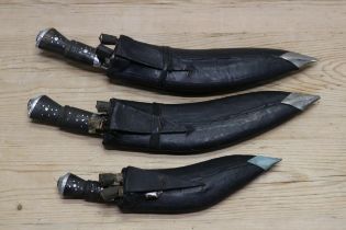 A Collection Of 3 Graduated Kukri Knives