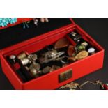Vintage Costume Jewellery Basket Rings Earrings Necklaces Red Container Features A Stunning