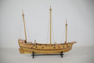 Partially Completed Chinese Junk Model 8 Fitted Cannons Measuring 37cm Length