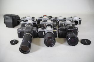 10 Vintage Pentax Film Cameras including 5x Pentax ME Supers