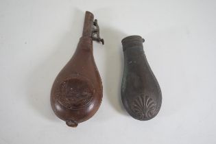 Antique Gun Powder Horn Flasks x2