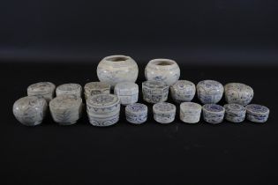 Annamese Hoi An Hoard Vessels Collection 20 Pieces Including 2 Larger Vases Hand Decoration