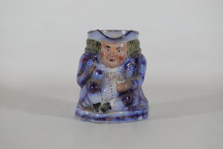 Toby Jug Flow Blue Decoration Gold Underglaze Cross Hatching 19th Century 4 1 X 5 3 2 Early