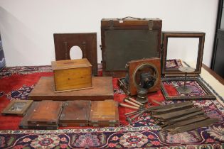 A Selection of Mahogany & Brass Cameras / Lenses