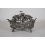 Possibly French Silver / Silver Plate Pout Pourri Dish, Decorated With Flowers Standing On Feet. To