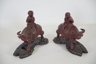 2 Antique Chinese 19th Century Ornaments of Water Buffalo