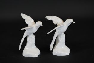 Crown England White Bone China Bird Figurines J T Jones 4 Tall Damaged Clipped Wing Tiny