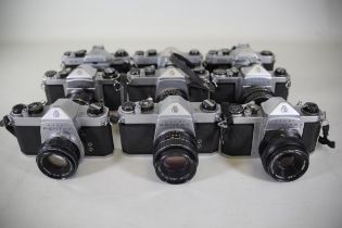 Vintage Pentax Slr Cameras 9 Including Asahi S3 Sp 1000 Kx 500 K1000